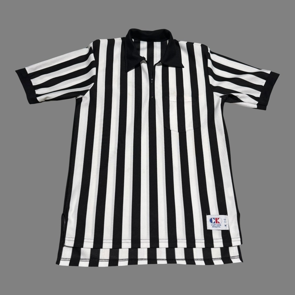 Vintage 90s Cliff‎ Keen Athletic Referee Striped Stained Jersey Men's Medium